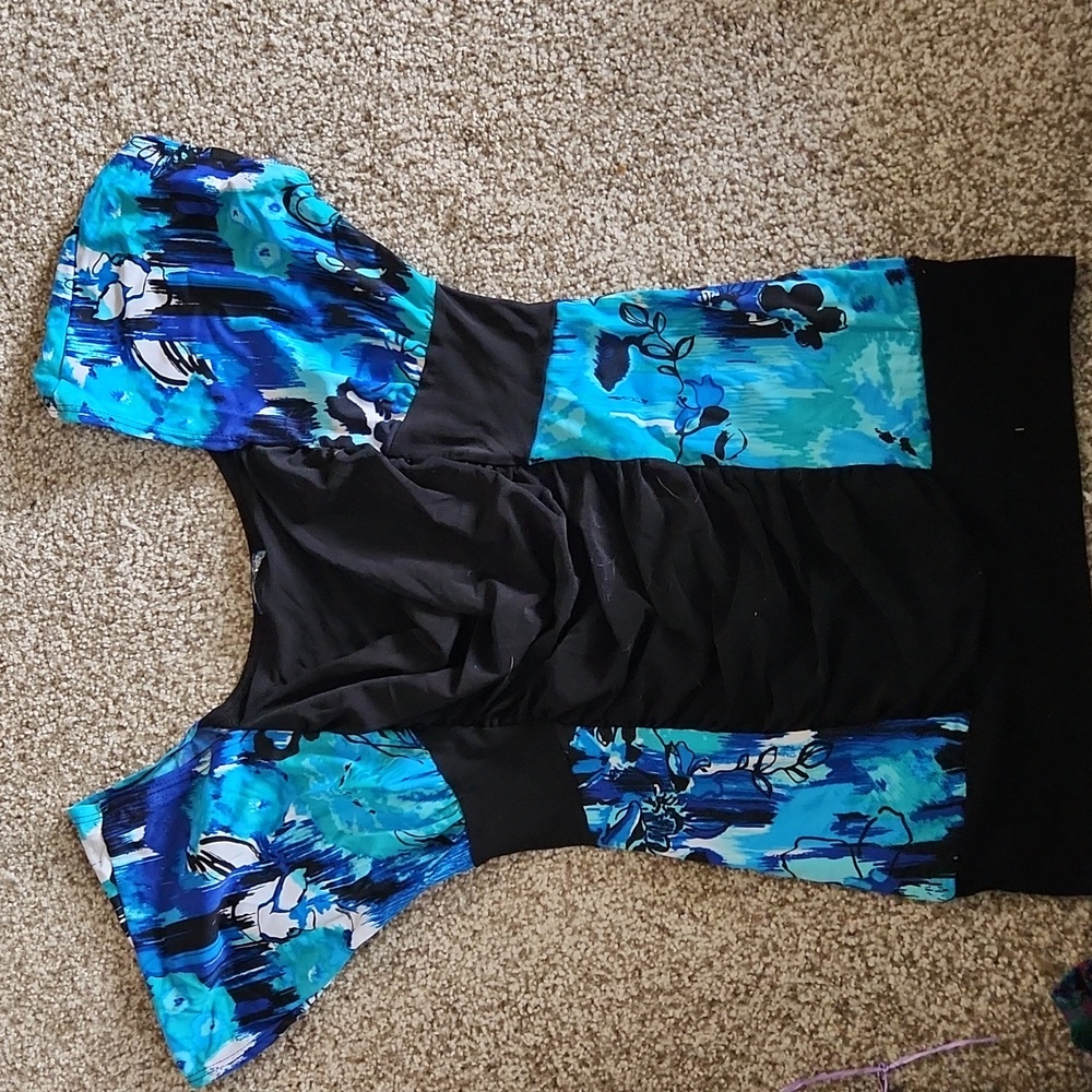 Maya plus blue and black shirt